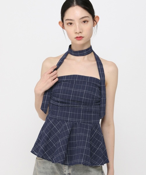 3.3 Field Trip （3.3フィールドトリップ）の「3.3 Field Trip／ストールチェックビスチェ（シャツ/ブラウス・レディース・ネイビー/ホワイト/ブラック/ブラウン/ブラック系1・FREE）」の17枚目の写真