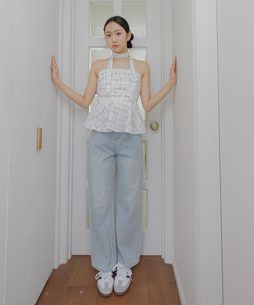 3.3 Field Trip （3.3フィールドトリップ）の「3.3 Field Trip／ストールチェックビスチェ（シャツ/ブラウス・レディース・ネイビー/ホワイト/ブラック/ブラウン/ブラック系1・FREE）」の13枚目の写真