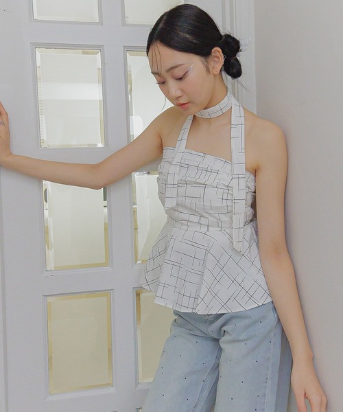 3.3 Field Trip （3.3フィールドトリップ）の「3.3 Field Trip／ストールチェックビスチェ（シャツ/ブラウス・レディース・ネイビー/ホワイト/ブラック/ブラウン/ブラック系1・FREE）」の21枚目の写真