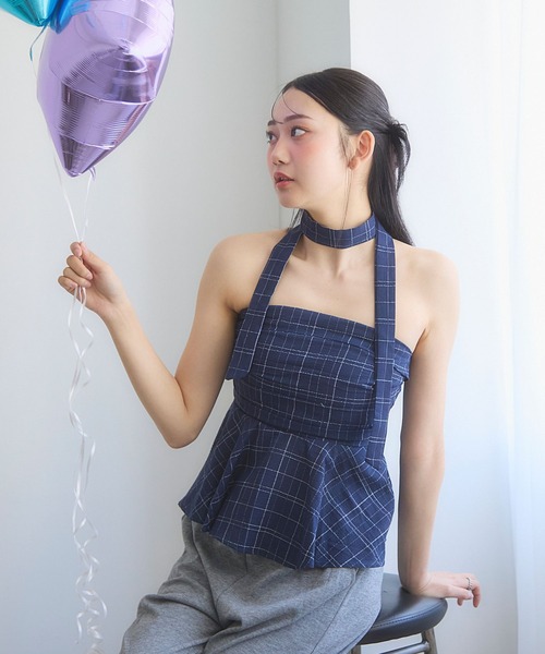 3.3 Field Trip （3.3フィールドトリップ）の「3.3 Field Trip／ストールチェックビスチェ（シャツ/ブラウス・レディース・ネイビー/ホワイト/ブラック/ブラウン/ブラック系1・FREE）」の13枚目の写真