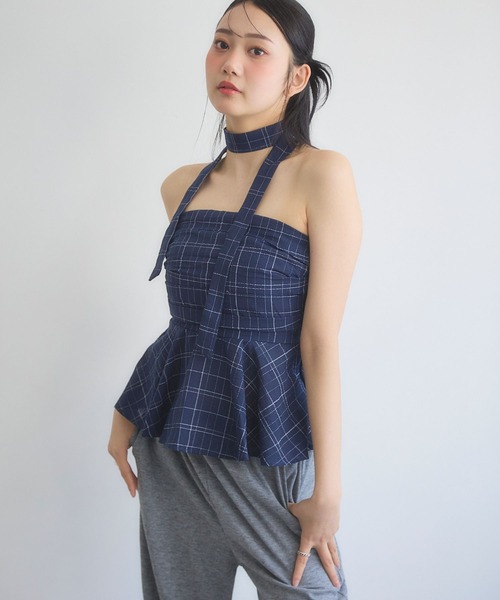 3.3 Field Trip （3.3フィールドトリップ）の「3.3 Field Trip／ストールチェックビスチェ（シャツ/ブラウス・レディース・ネイビー/ホワイト/ブラック/ブラウン/ブラック系1・FREE）」の15枚目の写真