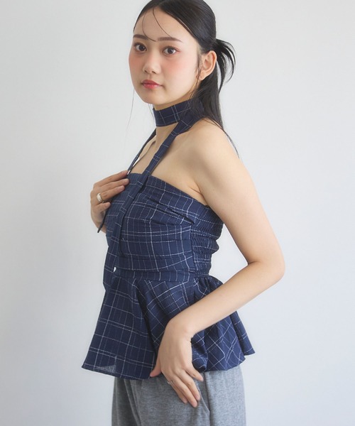 3.3 Field Trip （3.3フィールドトリップ）の「3.3 Field Trip／ストールチェックビスチェ（シャツ/ブラウス・レディース・ネイビー/ホワイト/ブラック/ブラウン/ブラック系1・FREE）」の16枚目の写真