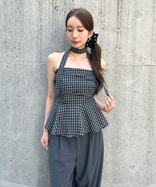 3.3 Field Trip （3.3フィールドトリップ）の「3.3 Field Trip／ストールチェックビスチェ（シャツ/ブラウス・レディース・ネイビー/ホワイト/ブラック/ブラウン/ブラック系1・FREE）」の19枚目の写真
