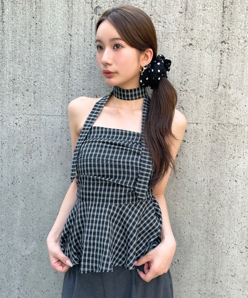 3.3 Field Trip （3.3フィールドトリップ）の「3.3 Field Trip／ストールチェックビスチェ（シャツ/ブラウス・レディース・ネイビー/ホワイト/ブラック/ブラウン/ブラック系1・FREE）」の18枚目の写真