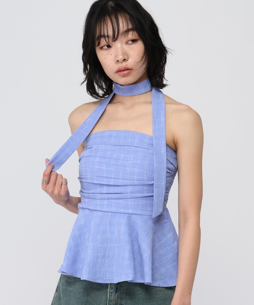 3.3 Field Trip （3.3フィールドトリップ）の「3.3 Field Trip／ストールチェックビスチェ（シャツ/ブラウス・レディース・ネイビー/ホワイト/ブラック/ブラウン/ブラック系1・FREE）」の21枚目の写真