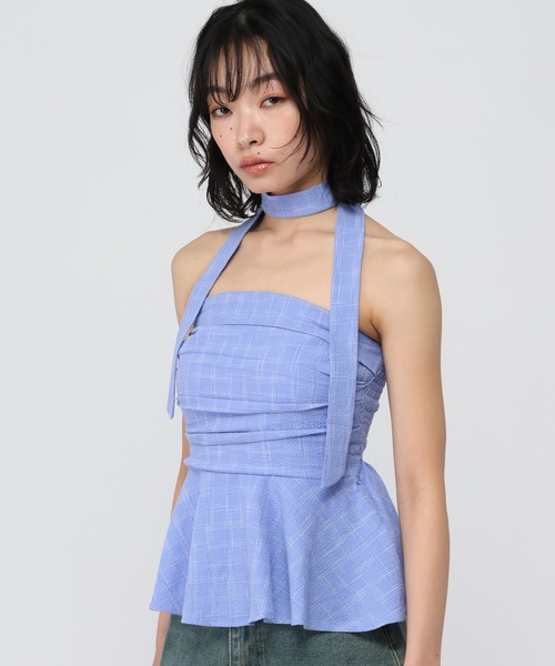 3.3 Field Trip （3.3フィールドトリップ）の「3.3 Field Trip／ストールチェックビスチェ（シャツ/ブラウス・レディース・ネイビー/ホワイト/ブラック/ブラウン/ブラック系1・FREE）」の22枚目の写真