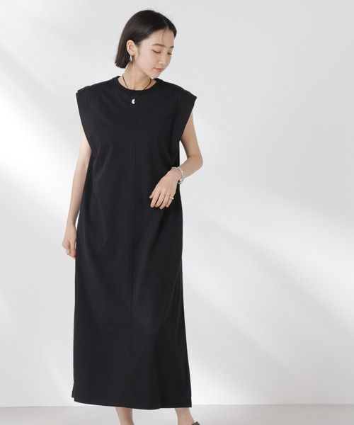 NANO universe（ナノユニバース）の「STORATECH 機能素材タックスリーブカットワンピース（ワンピース・レディース・ブラック/ピンク/ベージュ・FREE）」の5枚目の写真