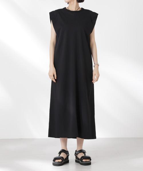 NANO universe（ナノユニバース）の「STORATECH 機能素材タックスリーブカットワンピース（ワンピース・レディース・ブラック/ピンク/ベージュ・FREE）」の11枚目の写真