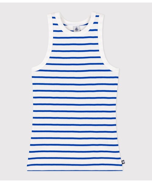 PETIT BATEAU（プチバトー）の「タンクトップ（タンクトップ・レディース・ホワイト×ブルー・XX-SMALL/X-SMALL/MEDIUM/LARGE）」の3枚目の写真