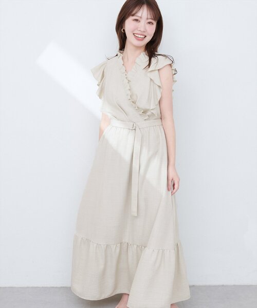 【新品】VANILLA COUTURE カシュクール　ワンピース　Free S-size】CINDY / カシュクールワンピース / BEIGE