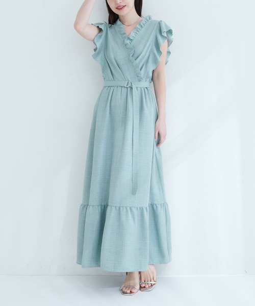 natural couture（ナチュラルクチュール）の「フリルカシュクールワンピース（ワンピース・レディース・ブラウン/ベージュ/サックスブルー/ミント/ボルドー・FREE）」の8枚目の写真