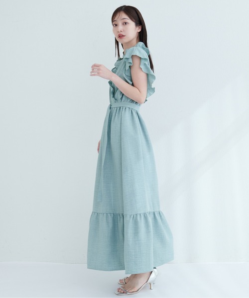 natural couture（ナチュラルクチュール）の「フリルカシュクールワンピース（ワンピース・レディース・ブラウン/ベージュ/サックスブルー/ミント/ボルドー・FREE）」の6枚目の写真