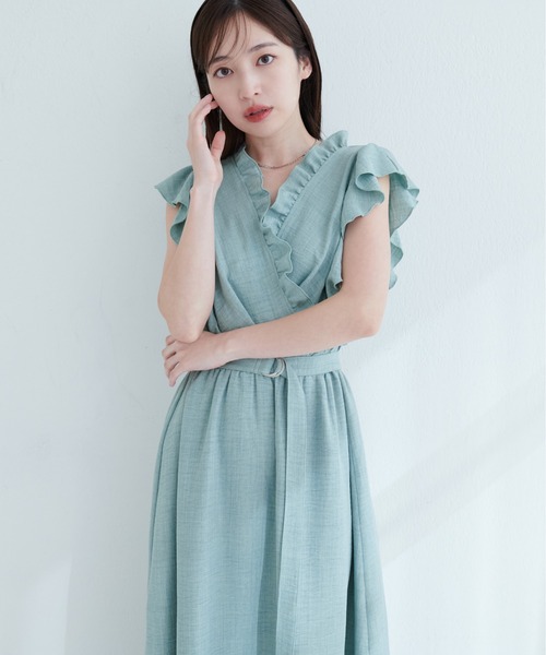 natural couture（ナチュラルクチュール）の「フリルカシュクールワンピース（ワンピース・レディース・ブラウン/ベージュ/サックスブルー/ミント/ボルドー・FREE）」の10枚目の写真