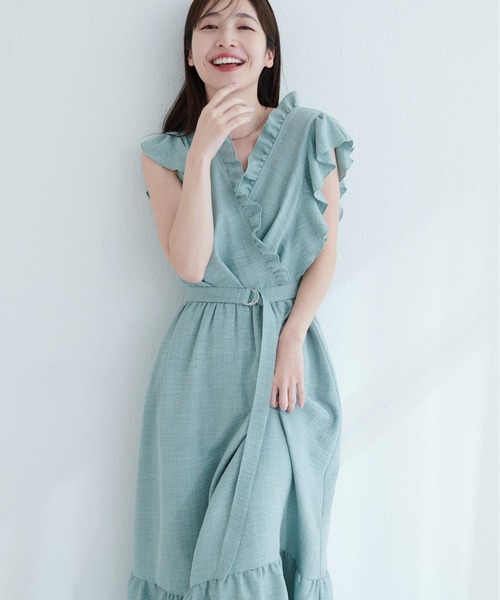 natural couture（ナチュラルクチュール）の「フリルカシュクールワンピース（ワンピース・レディース・ブラウン/ベージュ/サックスブルー/ミント/ボルドー・FREE）」の11枚目の写真