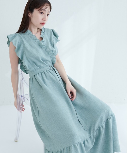 natural couture（ナチュラルクチュール）の「フリルカシュクールワンピース（ワンピース・レディース・ブラウン/ベージュ/サックスブルー/ミント/ボルドー・FREE）」の12枚目の写真