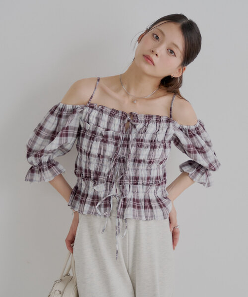 bonjourdiary 8y チェックブラウス Roasalie Dress - Red check - 8y / Bonjour Diary | baby's breath