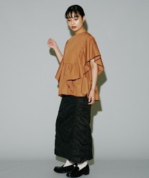 サイドギャザーネップジャガードスカート