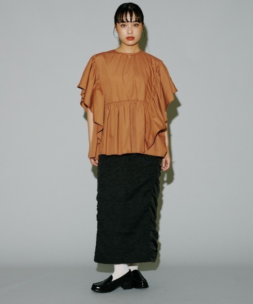 terrace(テラス)の「サイドギャザーネップジャガードスカート(スカート・レディース・ブラック/カーキ/アイボリー・MEDIUM)」の21枚目の写真