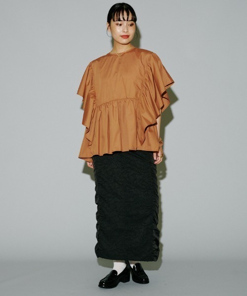 terrace(テラス)の「サイドギャザーネップジャガードスカート(スカート・レディース・ブラック/カーキ/アイボリー・MEDIUM)」の22枚目の写真