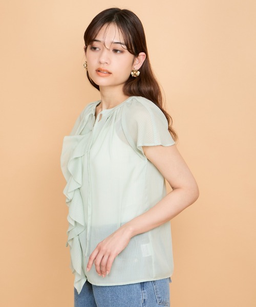 QUEENS COURT(クイーンズコート)の「シアーストライプリボンブラウス≪セットアップ対応/手洗い可能≫(シャツ/ブラウス・レディース・ホワイト/グリーン/ブルー系その他・M)」の20枚目の写真