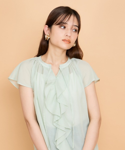 QUEENS COURT(クイーンズコート)の「シアーストライプリボンブラウス≪セットアップ対応/手洗い可能≫(シャツ/ブラウス・レディース・ホワイト/グリーン/ブルー系その他・M)」の21枚目の写真