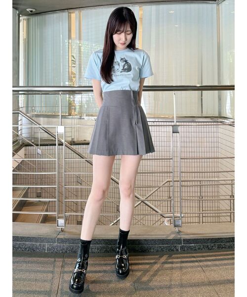 MERCURYDUO（マーキュリーデュオ）の「CATプリントリボンTシャツ（Tシャツ/カットソー・レディース・ベビーピンク/ライトブルー/オフホワイト・FREE）」の9枚目の写真