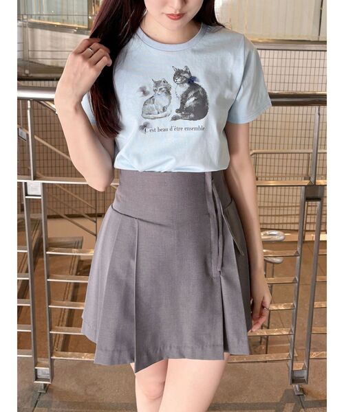 MERCURYDUO（マーキュリーデュオ）の「CATプリントリボンTシャツ（Tシャツ/カットソー・レディース・ベビーピンク/ライトブルー/オフホワイト・FREE）」の14枚目の写真