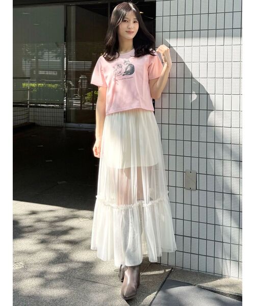 MERCURYDUO（マーキュリーデュオ）の「CATプリントリボンTシャツ（Tシャツ/カットソー・レディース・ベビーピンク/ライトブルー/オフホワイト・FREE）」の19枚目の写真