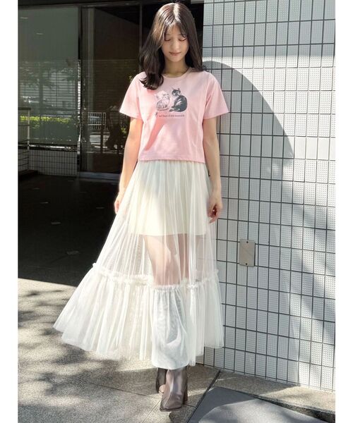 MERCURYDUO（マーキュリーデュオ）の「CATプリントリボンTシャツ（Tシャツ/カットソー・レディース・ベビーピンク/ライトブルー/オフホワイト・FREE）」の11枚目の写真