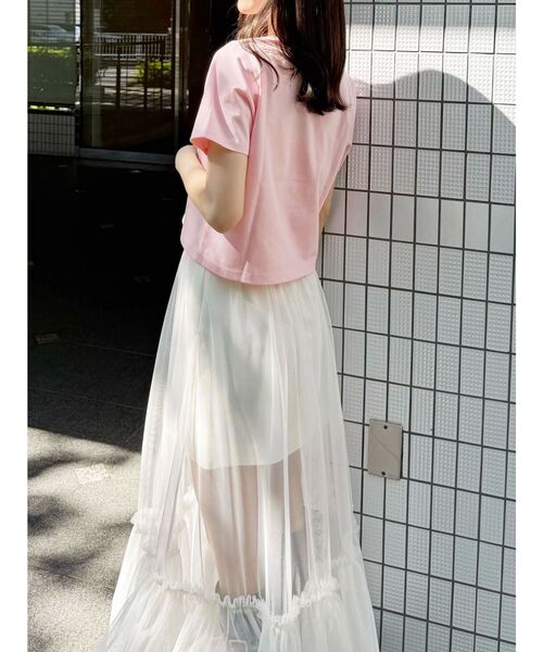 MERCURYDUO（マーキュリーデュオ）の「CATプリントリボンTシャツ（Tシャツ/カットソー・レディース・ベビーピンク/ライトブルー/オフホワイト・FREE）」の8枚目の写真