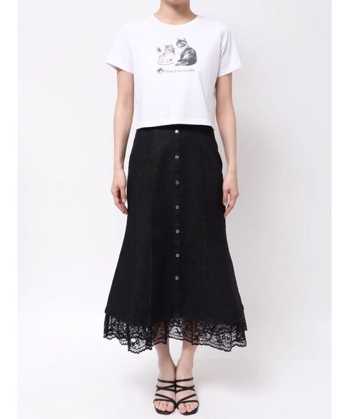 MERCURYDUO（マーキュリーデュオ）の「CATプリントリボンTシャツ（Tシャツ/カットソー・レディース・ベビーピンク/ライトブルー/オフホワイト・FREE）」の5枚目の写真