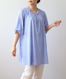 MB mint breeze（エムビーミントブリーズ）の「【接触冷感】【L～5L 大きいサイズ】ヨット柄フロントタックチュニック Vネック 半袖 春夏（チュニック）」