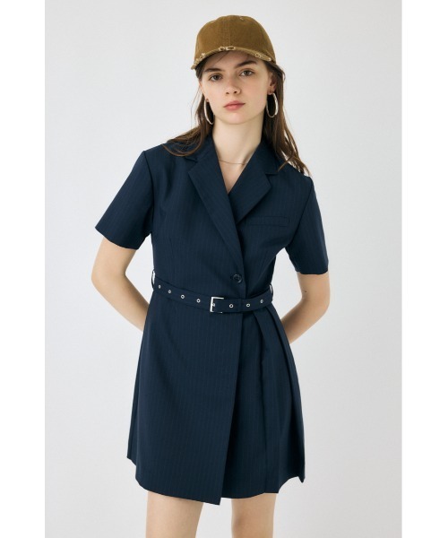 MOUSSY BLAZER PLEATS ミニドレス　サイズ1 ネイビー セール】BLAZER PLEATS ミニドレス（ワンピース）｜MOUSSY