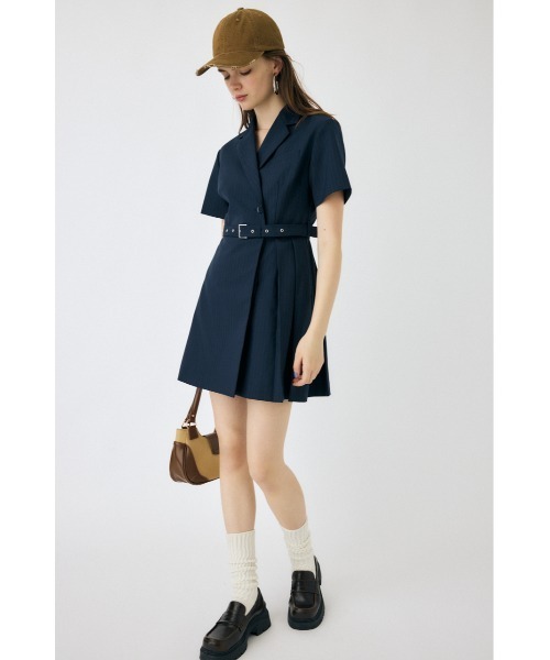 MOUSSY BLAZER PLEATS ミニドレス　サイズ1 ネイビー セール】BLAZER PLEATS ミニドレス（ワンピース）｜MOUSSY