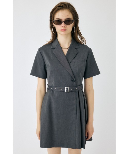 MOUSSY BLAZER PLEATS ミニドレス　サイズ1 ネイビー セール】BLAZER PLEATS ミニドレス（ワンピース）｜MOUSSY