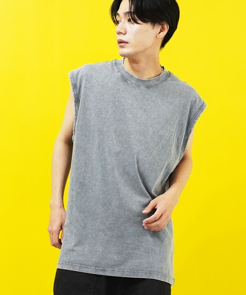 En serio TOKYO（エンソリオトーキョー）の「ピグメントノースリーブカットソー（Tシャツ/カットソー・メンズ・オフホワイト/グレー/ブラック/ベージュ・MEDIUM/LARGE/X-LARGE）」の3枚目の写真