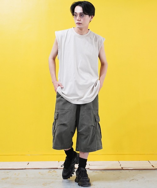 En serio TOKYO（エンソリオトーキョー）の「ピグメントノースリーブカットソー（Tシャツ/カットソー・メンズ・オフホワイト/グレー/ブラック/ベージュ・MEDIUM/LARGE/X-LARGE）」の6枚目の写真
