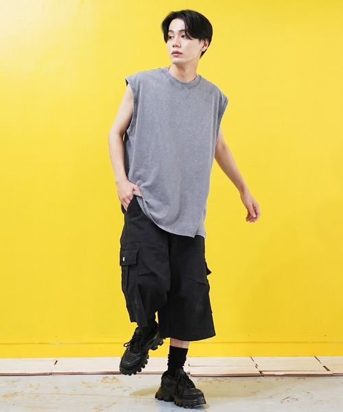 En serio TOKYO（エンソリオトーキョー）の「ピグメントノースリーブカットソー（Tシャツ/カットソー・メンズ・オフホワイト/グレー/ブラック/ベージュ・MEDIUM/LARGE/X-LARGE）」の10枚目の写真