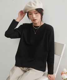 On One's Own 二重衿風ラウンドカラーデザインダーツ長袖Tシャツ
