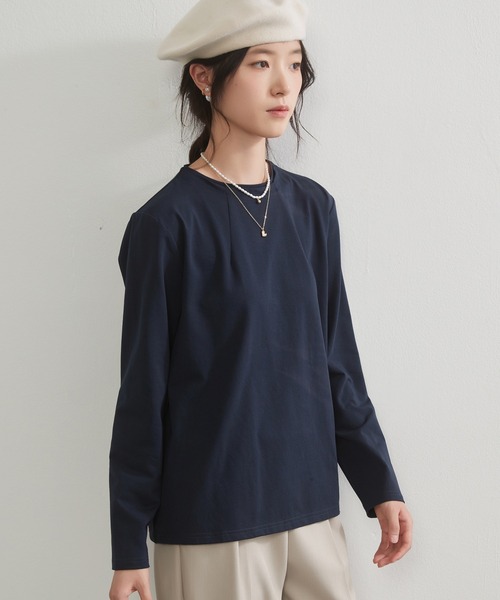 On One's Own(オンワンズオン)の「On One's Own 二重衿風ラウンドカラーデザインダーツ長袖Tシャツ(Tシャツ/カットソー・レディース・ブラック/ブルーグリーン/ワイン/ネイビー・M/L)」の17枚目の写真
