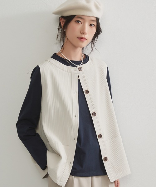 On One's Own(オンワンズオン)の「On One's Own 二重衿風ラウンドカラーデザインダーツ長袖Tシャツ(Tシャツ/カットソー・レディース・ブラック/ブルーグリーン/ワイン/ネイビー・M/L)」の20枚目の写真