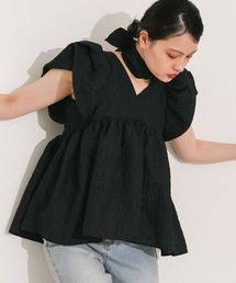 DONOBAN（ドノバン）の「【ANDRESD】sheer jacquard peplum tops パーティー 結婚式 お呼ばれ 同窓会（Tシャツ/カットソー）」