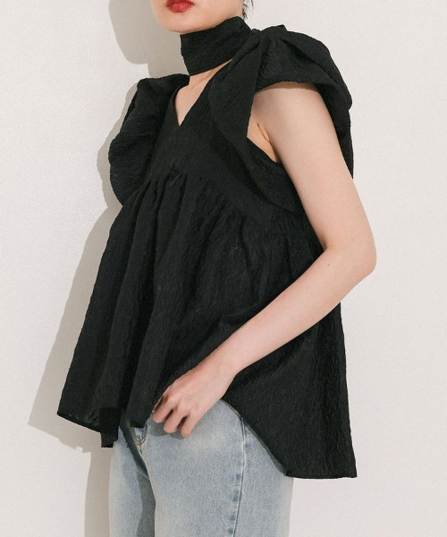 DONOBAN（ドノバン）の「【ANDRESD】sheer jacquard peplum tops パーティー 結婚式 お呼ばれ 同窓会（Tシャツ/カットソー・レディース・オフホワイト/グレー/ブラック/ピンク・M）」の20枚目の写真