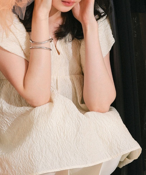 DONOBAN（ドノバン）の「【ANDRESD】sheer jacquard peplum tops パーティー 結婚式 お呼ばれ 同窓会（Tシャツ/カットソー・レディース・オフホワイト/グレー/ブラック/ピンク・M）」の13枚目の写真