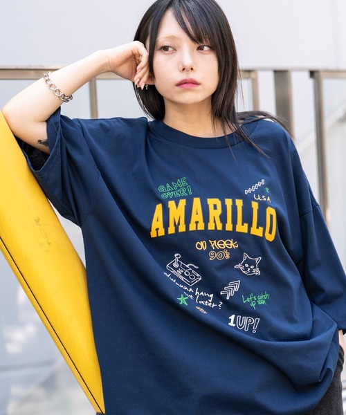 45r 重陽の歳時記　カットソー　フロッキープリント セール】WEGO/接触冷感フロッキープリントグラフィックT（Tシャツ
