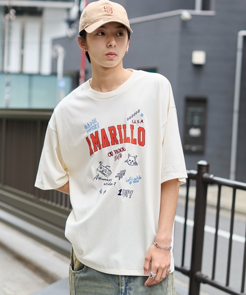 WEGO(ウィゴー)の「WEGO/接触冷感フロッキープリントグラフィックT(Tシャツ/カットソー・メンズ・ネイビー/ホワイト・MEDIUM/LARGE)」の2枚目の写真