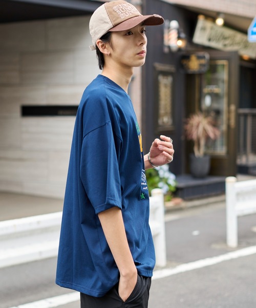 WEGO(ウィゴー)の「WEGO/接触冷感フロッキープリントグラフィックT(Tシャツ/カットソー・メンズ・ネイビー/ホワイト・MEDIUM/LARGE)」の9枚目の写真