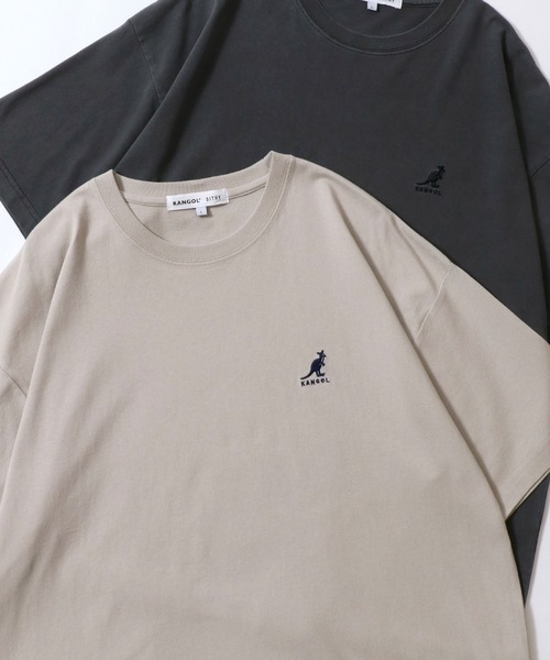 KANGOL(カンゴール)の「KANGOL/カンゴール 別注 オーバーサイズ ピグメント加工 ワンポイント刺繍 半袖Tシャツ レディース メンズ(Tシャツ/カットソー・メンズ・ホワイト/ブラック/ベージュ/ネイビー/チャコール・M/L/XL)」の4枚目の写真