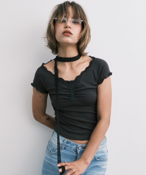 【MIDNIGHT MOVE】lace sc t レース Tシャツ A'GEM/9 × .kom 『MIDNIGHT MOVE/ミッドナイトムーブ』 LACE SC