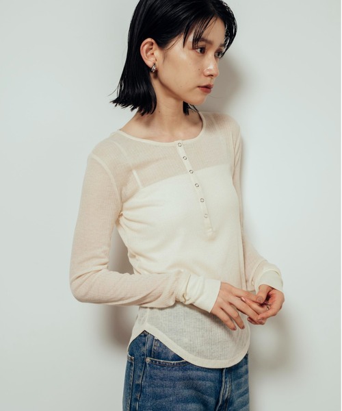 シェリー♡ シアーリブヘンリーネックロンT（Tシャツ/カットソー）｜Shelly